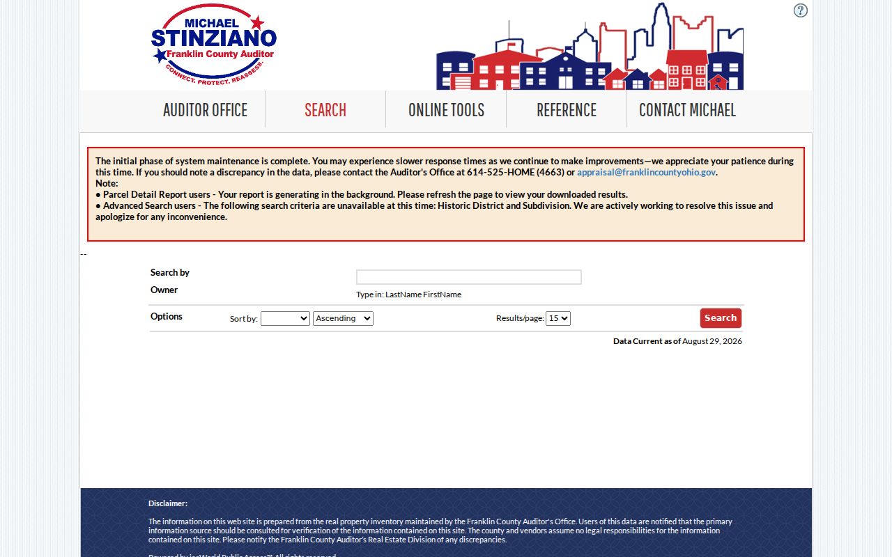 Clinton Township residents directory Franklin County Auditor owner search