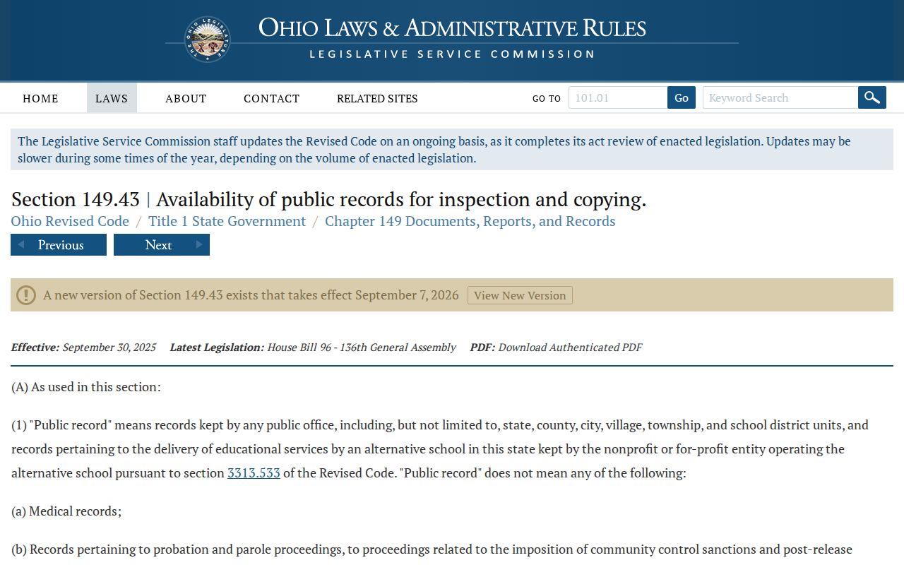 Clinton Township residents directory Ohio Public Records Act reference