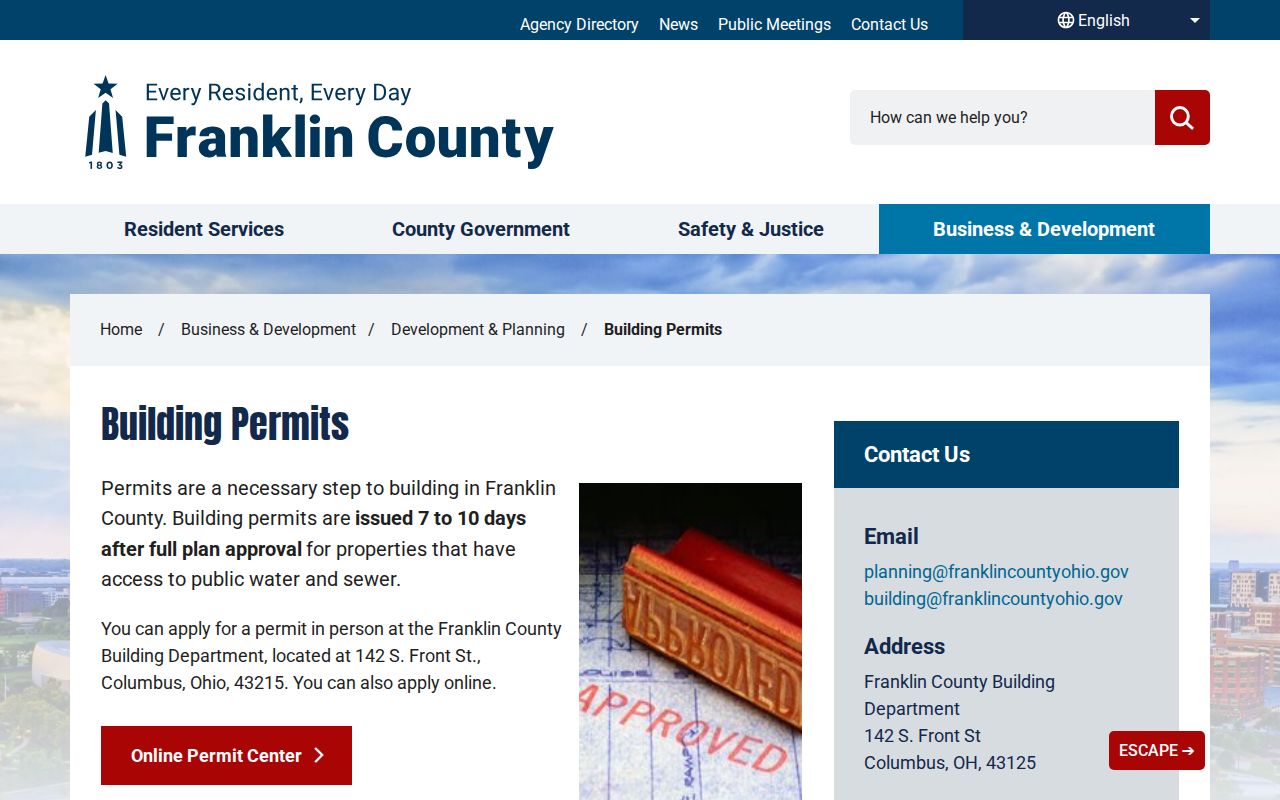 Clinton Township street directory Franklin County building permits
