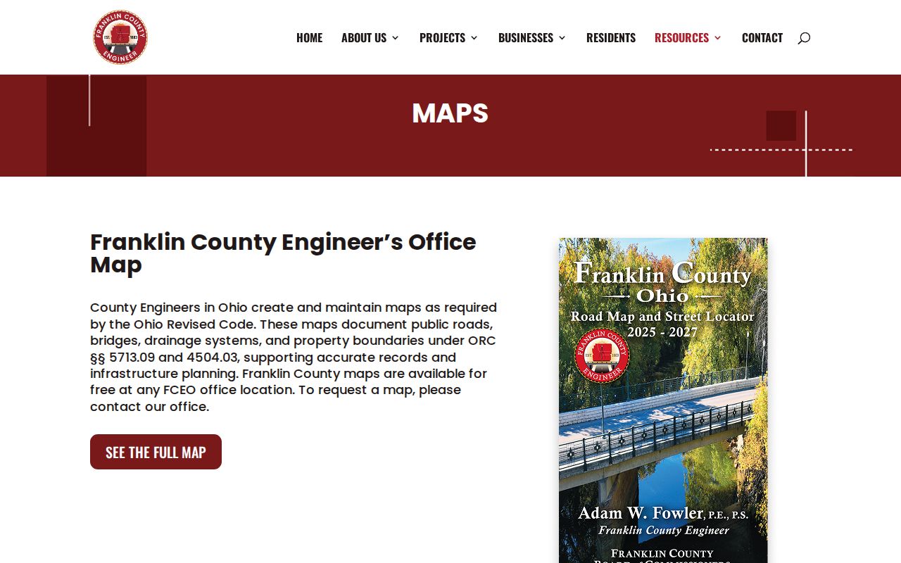 Clinton Township street directory Franklin County Engineer maps